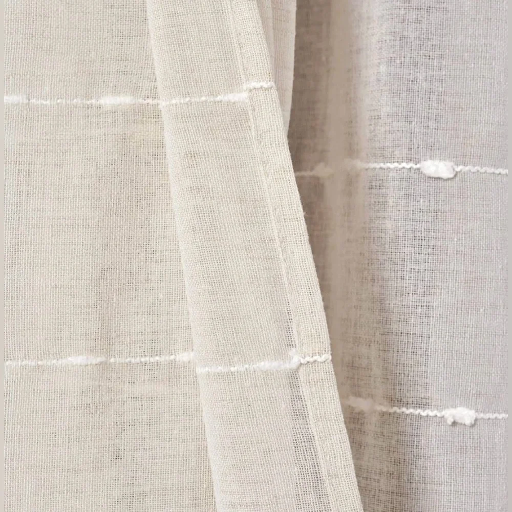 Lush Decor Farmhouse Textured Grommet Sheer Window Curtain Panel Pair 95